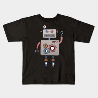 Robot in Love - Cartoon Robot with Heart Eye Kids T-Shirt